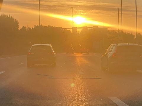 highway at sunset