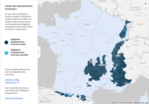 Carte des équipements hivernaux
