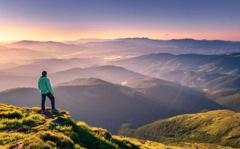 A man standing on the mountains
