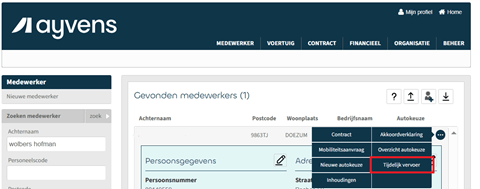 2 - Selecteer tijdelijk vervoer