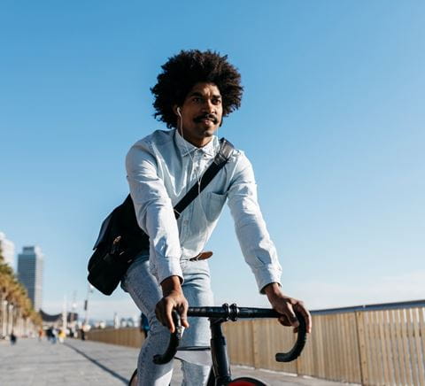 man driving a bike