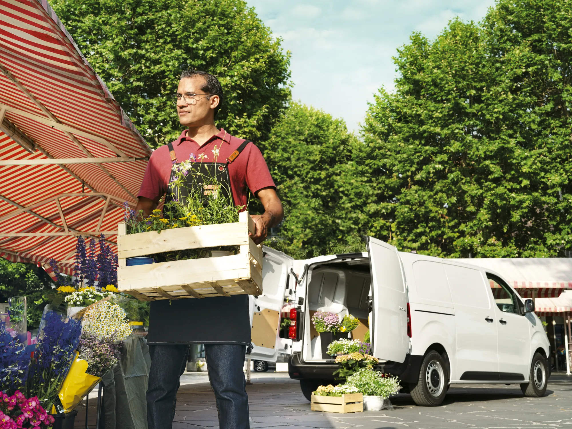 man holding flowers lcv
