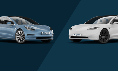 Ayvens Comparison card Tesla Model 3 old vs Tesla Model 3 new2x