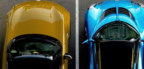Large-Lease vs buy - gold and blue car
